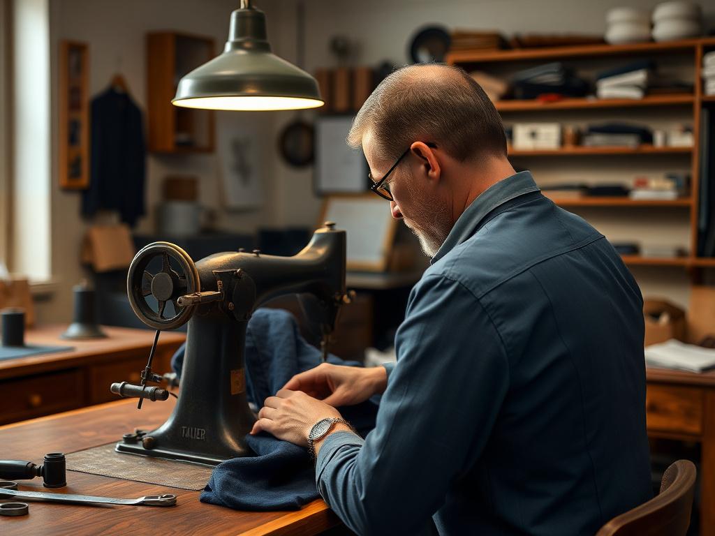 Master tailor at the sewing machine