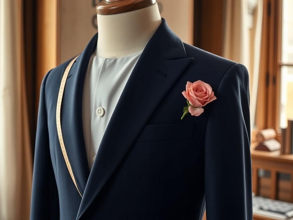 Bespoke navy suit on mannequin