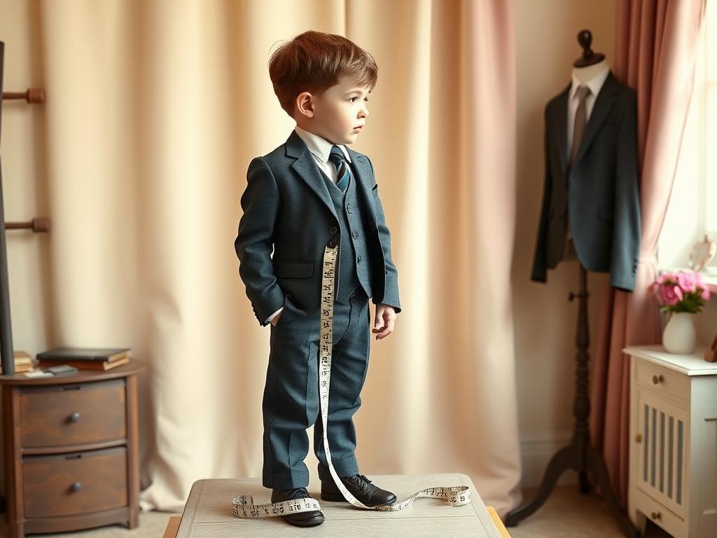 Boy being measured for a bespoke suit